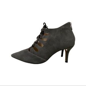 Adrienne Vittadini Gray Lace Up Bootie Heels